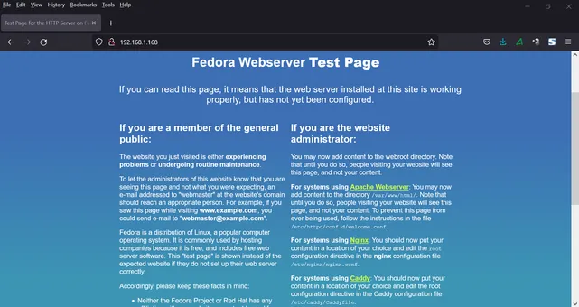 Default-Apache-WebPage-Fedora-Linux