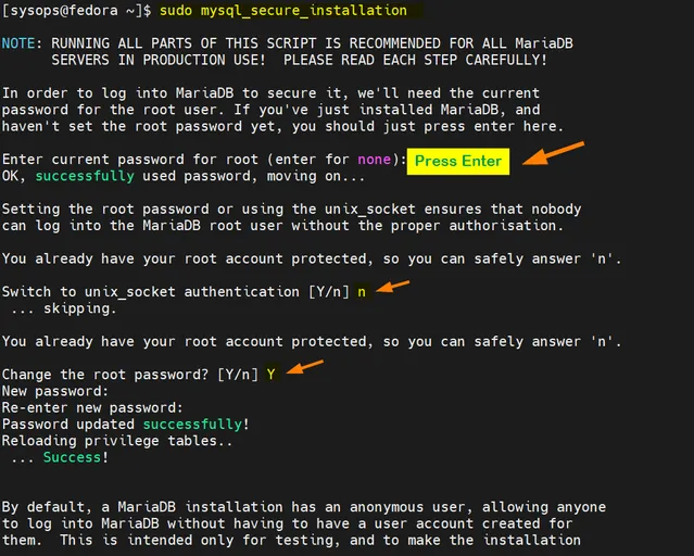 Secure-MariaDB-Installation-Fedora-Linux-Part1