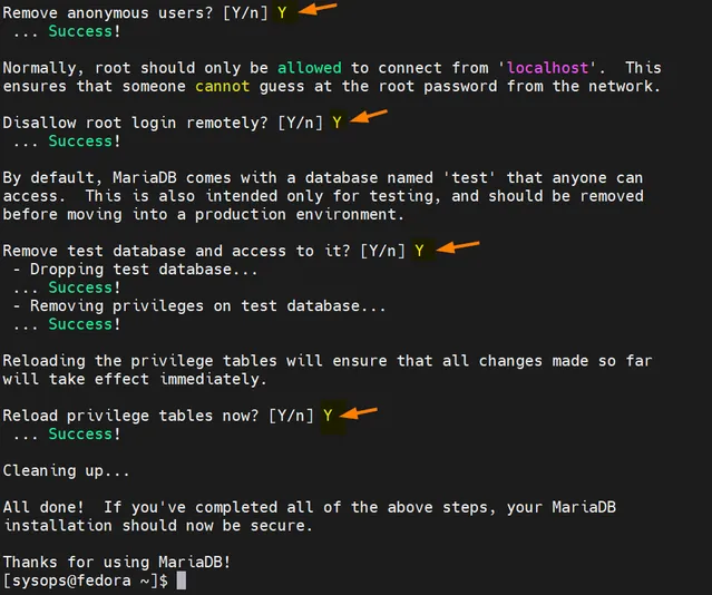 Secure-MariaDB-Installation-Fedora-Linux-Part2