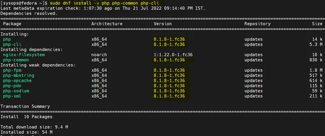 Install-PHP-Fedora-Linux-Dnf-Command