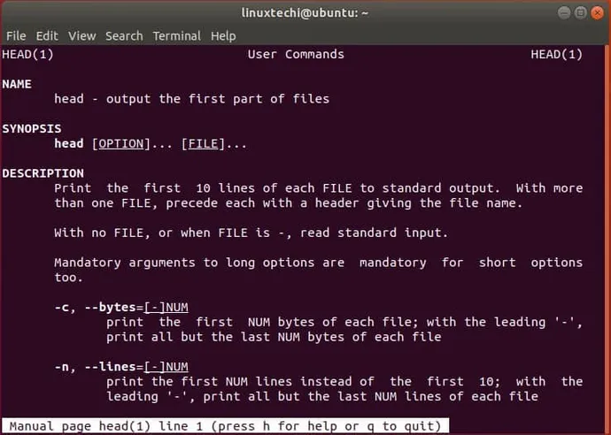 Head-Command-Man-Page