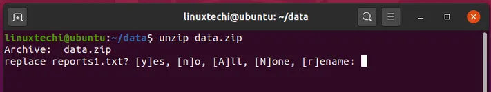 Prompt-before-overwriting-unzip-linux