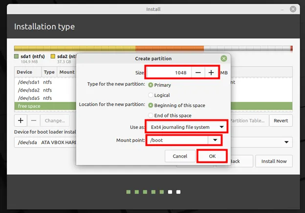 Boot-Partition-Create-LinuxMint21