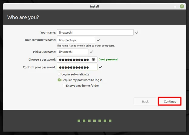 Create-Regular-User-During-LinuxMint21-Installation