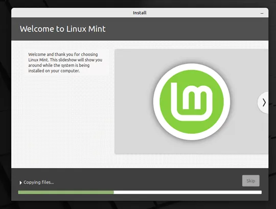 LinuxMint21-Installation-Progress-Window