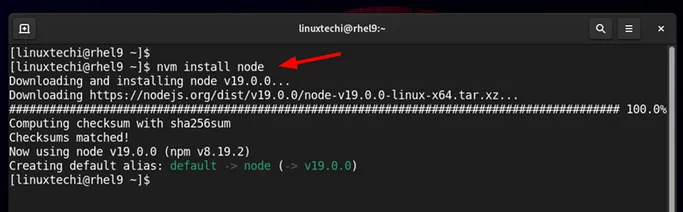 Install-latest-nodejs-with-nvm-rhel9