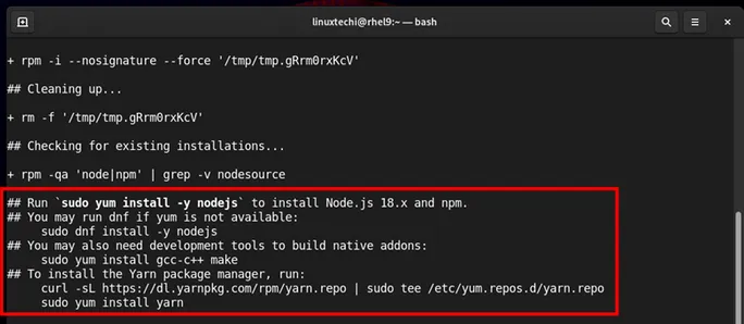 NodeSource-Repository-Output-RHEL9