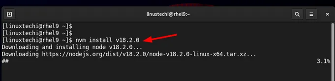Install-specific-nodejs-version-nvm-command-rhel9