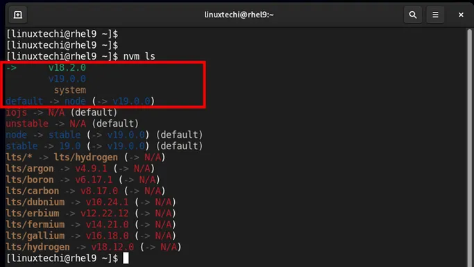 nvm-ls-command-rhel9