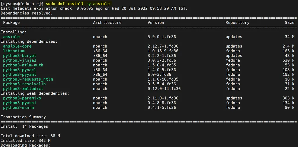 Install-Ansible-Fedora-dnf-command