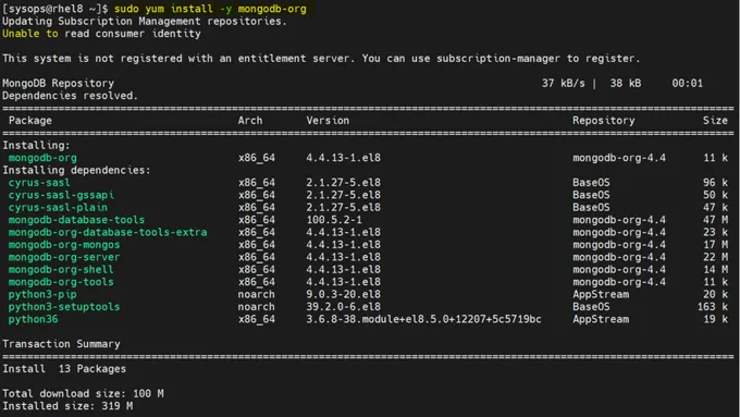 Install-mongodb4-rhel-centos-dnf-command