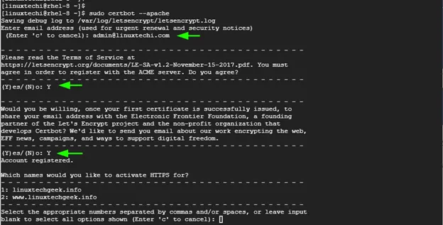 Certbot-Apache-Command-Output-RHEL