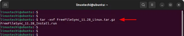 Extract-Freefilesync-tar-file-ubuntu