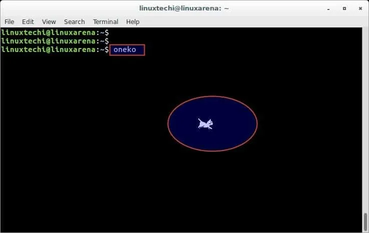 linux-oneko-command-output