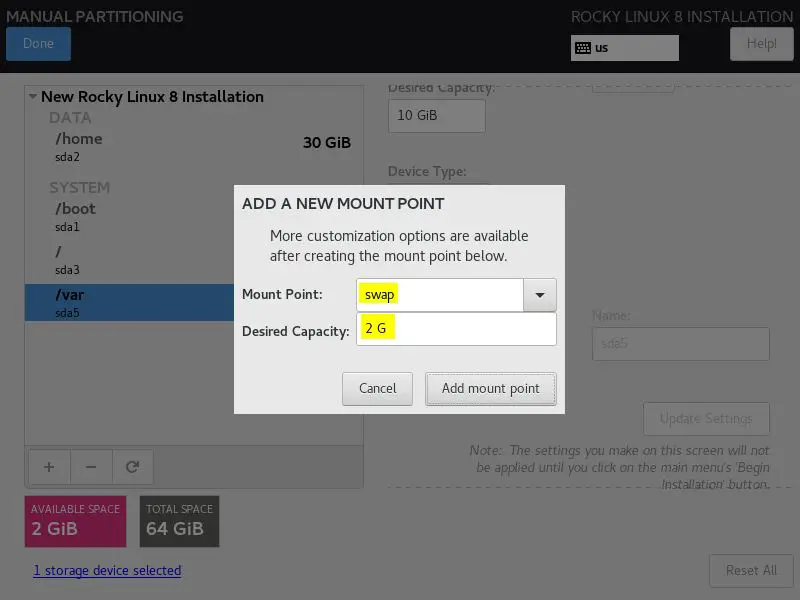 Swap-Partition-Rocky-Linux-Installation