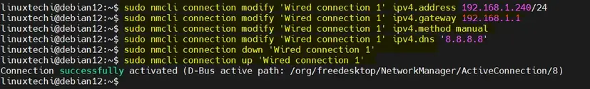 Assign-Static-IP-Address-Debian12-Nmcli-Command