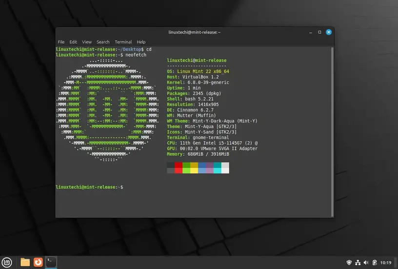 Check Linux Mint Post Upgrade With Neofetch Command