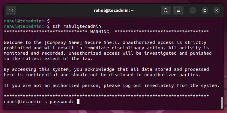 SSH Show Custom Banner Message
