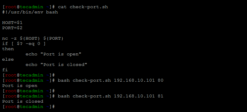 Check Script To Check Port Is Open