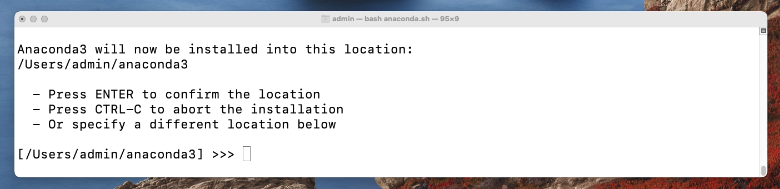 Confirm the Anaconda installation directory