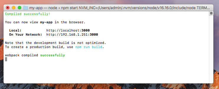Start React Application in Development