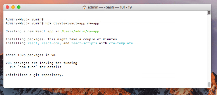 Creating React Application on macOS