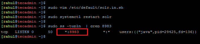 Check Apache Solar Listening Host and Port