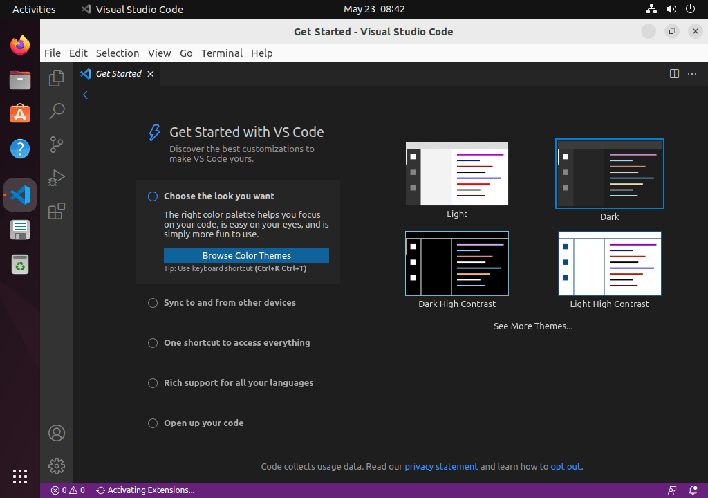 Running Visual Studio Code on Ubuntu