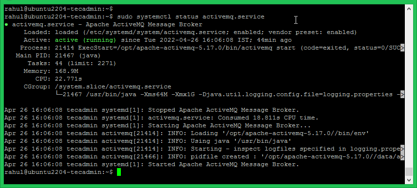 Apache ActiveMQ Borker Running Service
