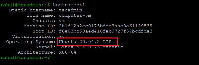 Find Linux OS Version with hostnamectl