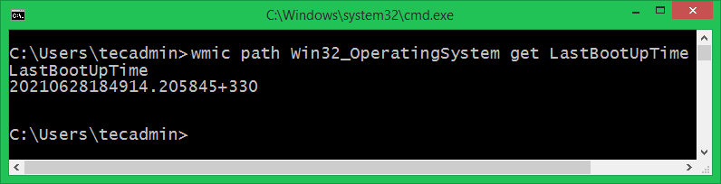 Check Computer Uptime in Command Prompt