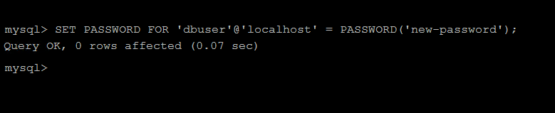 Change mysql user password