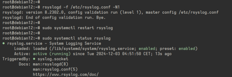 check rsyslog service